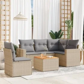 Garden sofa set with cushions 6 pieces beige synthetic rattan by , Garden sets - Ref: Foro24-3224127, Price: 372,16 €, Discou...