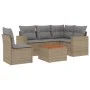 Gartensofa-Set mit Kissen, 6-teilig, beiges synthetisches Rattan von , Gartensets - Ref: Foro24-3224127, Preis: 372,16 €, Rab...