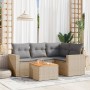 Gartensofa-Set mit Kissen, 5-teilig, beiges synthetisches Rattan von , Gartensets - Ref: Foro24-3224106, Preis: 325,90 €, Rab...