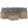 Gartensofa-Set mit Kissen, 5-teilig, beiges synthetisches Rattan von , Gartensets - Ref: Foro24-3224106, Preis: 325,90 €, Rab...