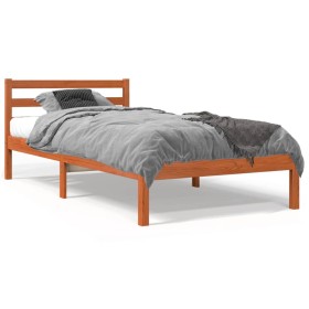 Wax brown solid pine wood bed frame 90x190 cm by , Beds and slatted bases - Ref: Foro24-844138, Price: 69,95 €, Discount: %