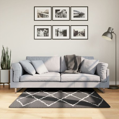 PAMPLONA moderner Langflorteppich Schwarz und Creme 120x120cm von , Teppiche - Ref: Foro24-375409, Preis: 49,42 €, Rabatt: %