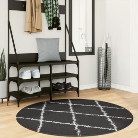 Modern high pile rug PAMPLONA black and cream Ø 120 cm by , Rugs - Ref: Foro24-375421, Price: 32,48 €, Discount: %