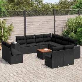 Gartensofa-Set 12-teilig mit schwarzen synthetischen Rattankissen von , Gartensets - Ref: Foro24-3225502, Preis: 769,87 €, Ra...