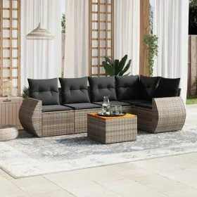 6-teiliges Gartenmöbel-Set und graue synthetische Rattankissen von , Gartensets - Ref: Foro24-3257327, Preis: 389,51 €, Rabat...