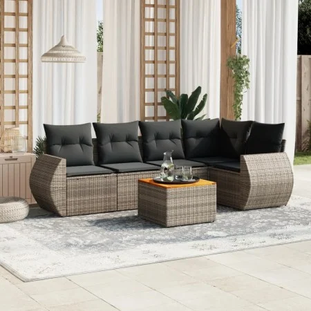 6-teiliges Gartenmöbel-Set und graue synthetische Rattankissen von , Gartensets - Ref: Foro24-3257327, Preis: 389,51 €, Rabat...