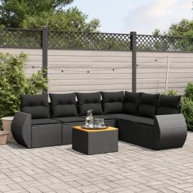 7-piece garden dining set and black synthetic rattan cushions by , Garden sets - Ref: Foro24-3257350, Price: 434,58 €, Discou...