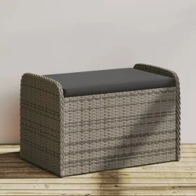 Storage bench with gray synthetic rattan cushion 80x51x52 cm by , garden benches - Ref: Foro24-365731, Price: 134,20 €, Disco...
