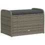 Storage bench with gray synthetic rattan cushion 80x51x52 cm by , garden benches - Ref: Foro24-365731, Price: 134,42 €, Disco...
