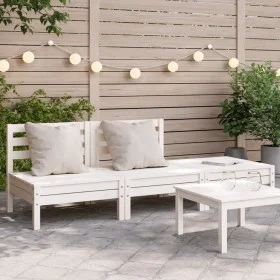 3-seater garden sofa in solid white pine wood by , Modular outdoor sofas - Ref: Foro24-838034, Price: 106,66 €, Discount: %