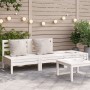 Sofá de jardín de 3 plazas madera maciza de pino blanco de , Sofás modulares de exterior - Ref: Foro24-838034, Precio: 126,76 €
