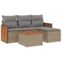 Juego de sofás jardín con cojines 5 pzas ratán sintético beige de , Conjuntos de jardín - Ref: Foro24-3259994, Precio: 302,83 €