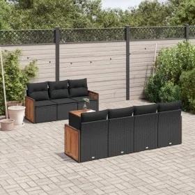 8-teiliges Gartensofa-Set und schwarze synthetische Rattankissen von , Gartensets - Ref: Foro24-3259885, Preis: 501,97 €, Rab...