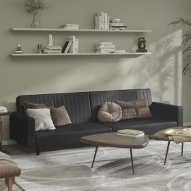 2-Sitzer-Schlafsofa aus schwarzem Kunstleder von , Sofas - Ref: Foro24-375951, Preis: 263,99 €, Rabatt: %