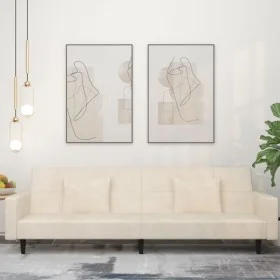 Sofá cama de 2 plazas con dos almohadas terciopelo color crema de , Sofás - Ref: Foro24-375823, Precio: 277,01 €, Descuento: %