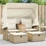 2 seater garden sofa with awning and beige PE rattan stools by , Outdoor sofas - Ref: Foro24-365802, Price: 362,20 €, Discoun...