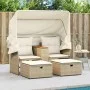 2 seater garden sofa with awning and beige PE rattan stools by , Outdoor sofas - Ref: Foro24-365802, Price: 362,20 €, Discoun...