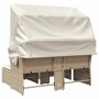 2 seater garden sofa with awning and beige PE rattan stools by , Outdoor sofas - Ref: Foro24-365802, Price: 288,65 €, Discoun...