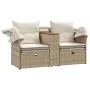 2 seater garden sofa with awning and beige PE rattan stools by , Outdoor sofas - Ref: Foro24-365802, Price: 362,20 €, Discoun...