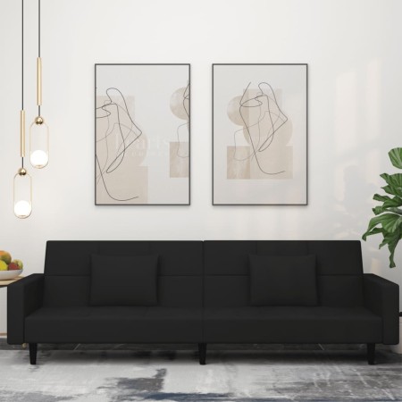 2-seater sofa bed with two black velvet pillows by , Sofas - Ref: Foro24-375821, Price: 274,95 €, Discount: %
