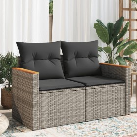 Gartensofa mit Kissen, 2-Sitzer, graues synthetisches Rattan von , Outdoor-Sofas - Ref: Foro24-366144, Preis: 146,56 €, Rabat...