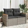 Sofá de jardín con cojines 2 plazas ratán sintético gris de , Sofás de exterior - Ref: Foro24-366144, Precio: 144,37 €, Descu...