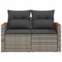 Garden sofa with cushions 2 seater gray synthetic rattan by , Outdoor sofas - Ref: Foro24-366144, Price: 146,56 €, Discount: %