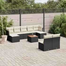 Gartensofa-Set 10-teilig mit schwarzen synthetischen Rattankissen von , Gartensets - Ref: Foro24-3223858, Preis: 508,81 €, Ra...