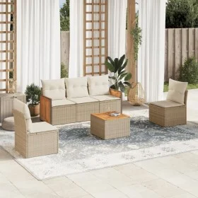 Garden sofa set with cushions 6 pieces beige synthetic rattan by , Garden sets - Ref: Foro24-3259937, Price: 402,11 €, Discou...