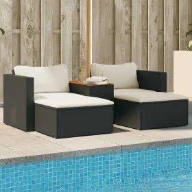Set sofás jardín y cojines 5 pzas ratán sintético acacia negro de , Sofás de exterior - Ref: Foro24-365725, Precio: 259,09 €,...