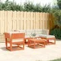 Garden furniture set 5 pieces with wax brown pine wood cushions by , Garden sets - Ref: Foro24-3216922, Price: 604,32 €, Disc...