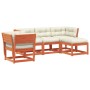 Garden furniture set 5 pieces with wax brown pine wood cushions by , Garden sets - Ref: Foro24-3216922, Price: 611,91 €, Disc...