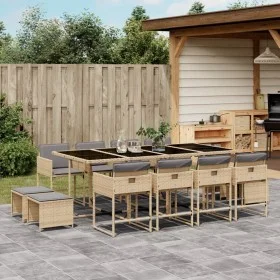 Garten-Essgruppe mit Kissen, 13-teilig, beiges synthetisches Rattan von , Gartensets - Ref: Foro24-3211344, Preis: 730,78 €, ...