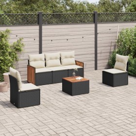 Set de sofás de jardín 6 piezas y cojines ratán sintético negro de , Conjuntos de jardín - Ref: Foro24-3259935, Precio: 345,5...