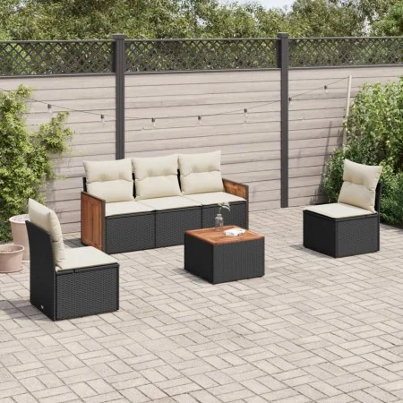 6-piece garden sofa set and black synthetic rattan cushions by , Garden sets - Ref: Foro24-3259935, Price: 346,23 €, Discount: %