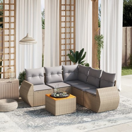 Garden sofa set with cushions 6 pieces beige synthetic rattan by , Garden sets - Ref: Foro24-3257333, Price: 414,22 €, Discou...