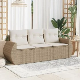 Gartensofa-Set mit beigen Kissen, 3-teilig, PE-Rattan von , Gartensets - Ref: Foro24-3253395, Preis: 273,06 €, Rabatt: %