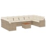 11-teiliges Gartensofa-Set mit beigen synthetischen Rattankissen von , Modulare Sofas für den Außenbereich - Ref: Foro24-3224...