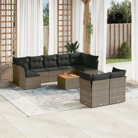 10-piece garden sofa set with gray synthetic rattan cushions by , Garden sets - Ref: Foro24-3223813, Price: 565,25 €, Discoun...
