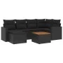 Set de comedor de jardín 7 pzas y cojines ratán sintético negro de , Sofás modulares de exterior - Ref: Foro24-3224221, Preci...