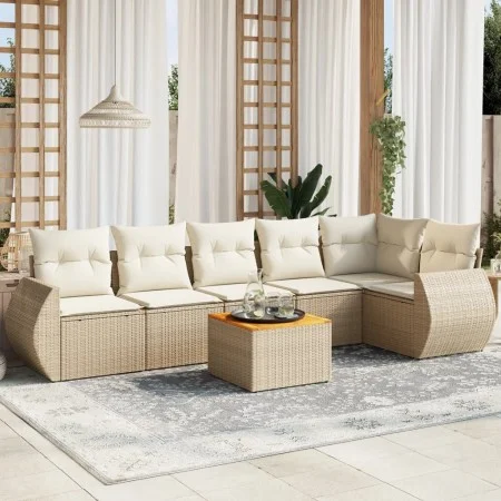 7-piece garden sofa set and beige synthetic rattan cushions by , Garden sets - Ref: Foro24-3257346, Price: 504,16 €, Discount: %
