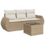 Garden sofa set with cushions 4 pieces beige synthetic rattan by , Garden sets - Ref: Foro24-3253405, Price: 326,93 €, Discou...