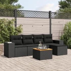 6-teiliges Gartensofa-Set und schwarze synthetische Rattankissen von , Gartensets - Ref: Foro24-3225418, Preis: 387,96 €, Rab...