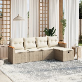 Juego de sofás jardín con cojines 5 pzas ratán sintético beige de , Conjuntos de jardín - Ref: Foro24-3265286, Precio: 307,26...