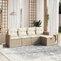 Gartensofa-Set mit Kissen, 5-teilig, beiges synthetisches Rattan von , Gartensets - Ref: Foro24-3265286, Preis: 307,26 €, Rab...