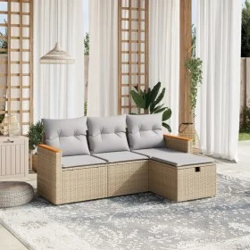 Gartensofa-Set mit beigem Kissenmix, 4-teilig aus PE-Rattan von , Gartensets - Ref: Foro24-3265273, Preis: 245,61 €, Rabatt: %