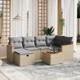 Garden sofa set with beige cushions mix 7 pieces PE rattan by , Garden sets - Ref: Foro24-3265308, Price: 411,45 €, Discount: %