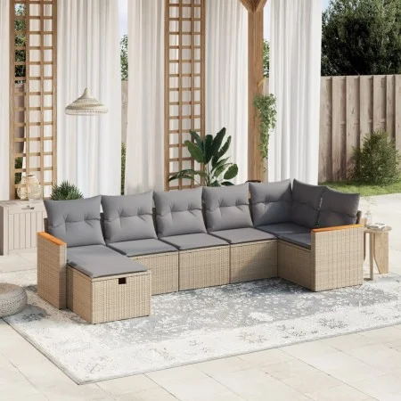 Garden sofa set with beige cushions mix 7 pieces PE rattan by , Garden sets - Ref: Foro24-3265315, Price: 426,53 €, Discount: %