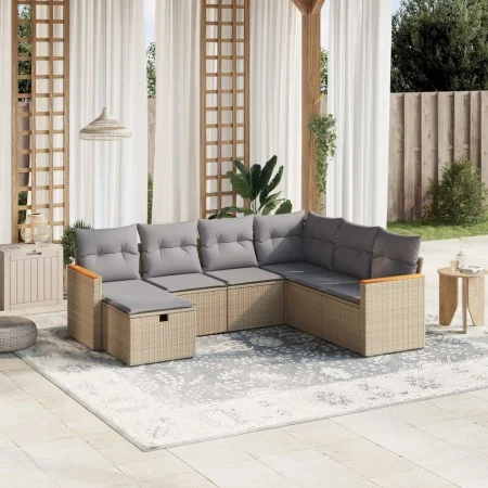 Garden sofa set with beige cushions mix 7 pieces PE rattan by , Garden sets - Ref: Foro24-3265329, Price: 426,53 €, Discount: %