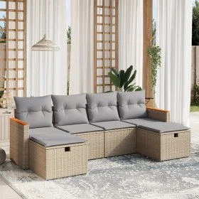 Garden sofa set with beige cushions mix 6 pieces PE rattan by , Garden sets - Ref: Foro24-3265343, Price: 345,60 €, Discount: %